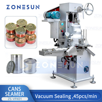ZONESUN ZS-VFK01 Automatic Vacuum Seaming Machine for Seafood & Canned Meat (Round Tinplate Cans)