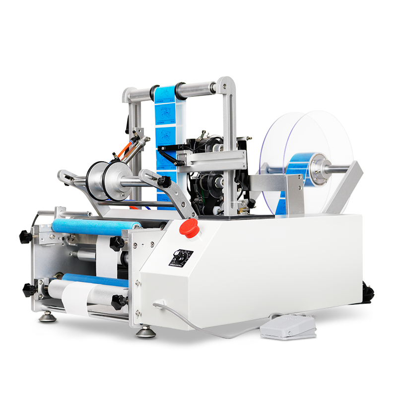 ZONESUN ZS-TB190 Máquina etiquetadora de botellas redondas de doble cara semiautomática con codificador de fecha