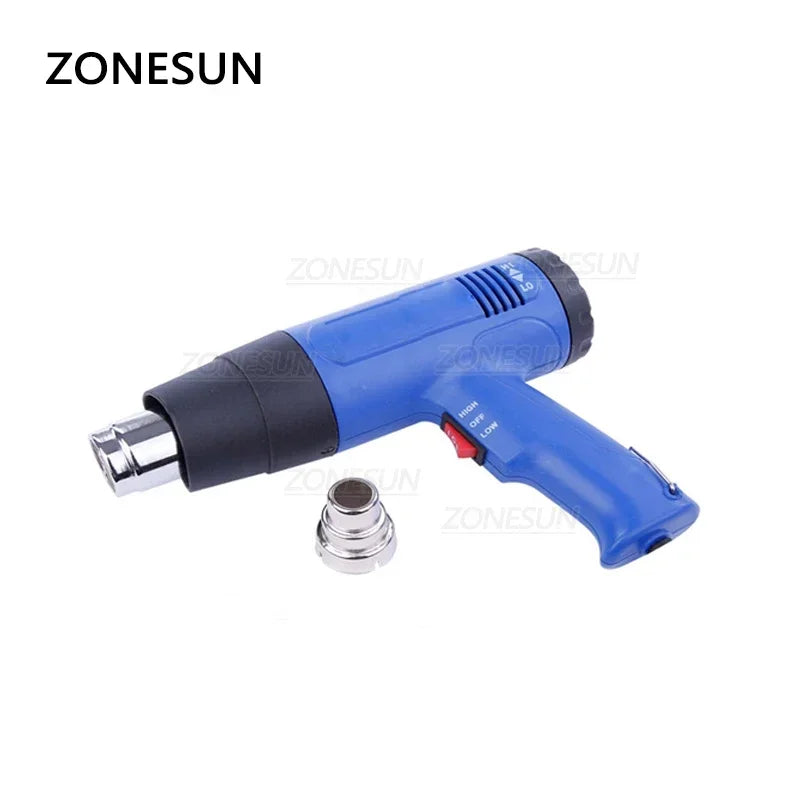 ZONESUN Manual Plastic Shrink Film Sealing Machine Box Book Phone Poker Sealer Heat Wind Gun