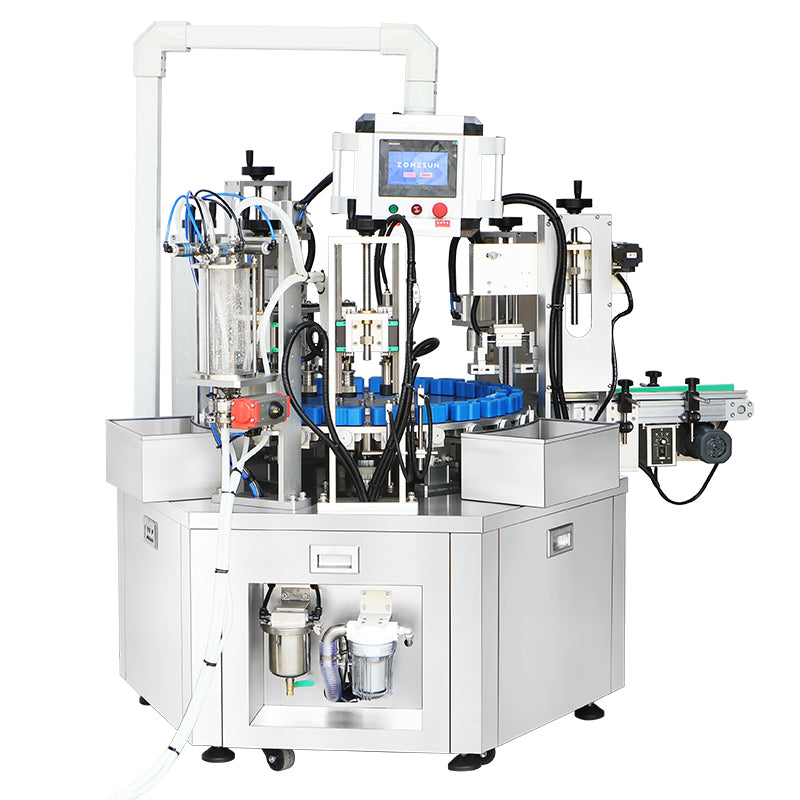 ZONESUN ZS-AFC42P Automatic Perfume Monoblock Filling Machine Vacuum 3–100ml Filling Negative Ion Rinsing Integrated Fragrance Equipment