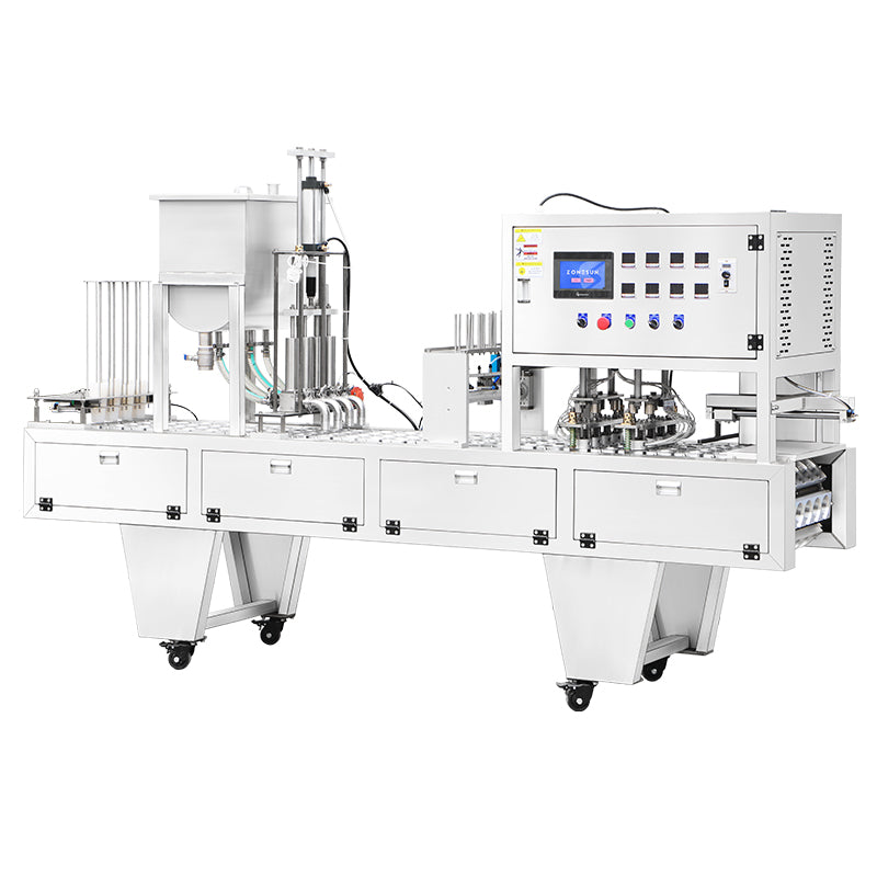 ZONESUN ZS-AFS01P High Speed Automatic Cup Sealer Machine with 4 Filling Heads for Dairy Products Drinks Sauces
