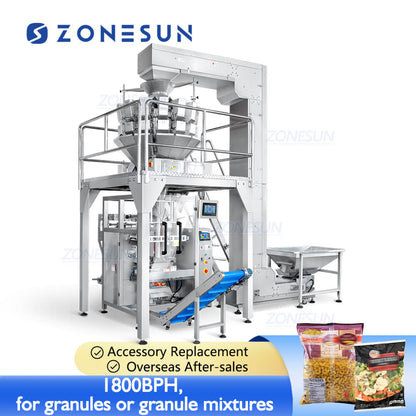ZONESUN ZS-GW14 Fully Automatic 14 Heads Herb Seasoning Dried Fruit Nuts Granule Pet Food Grain VFFS Machine