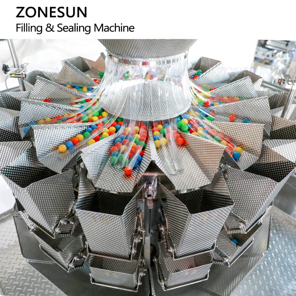 ZONESUN ZS-GW14 Fully Automatic 14 Heads Herb Seasoning Dried Fruit Nuts Granule Pet Food Grain VFFS Machine