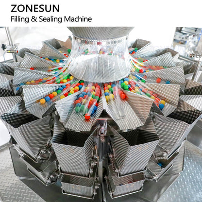 ZONESUN ZS-GW14 Fully Automatic 14 Heads Herb Seasoning Dried Fruit Nuts Granule Pet Food Grain VFFS Machine