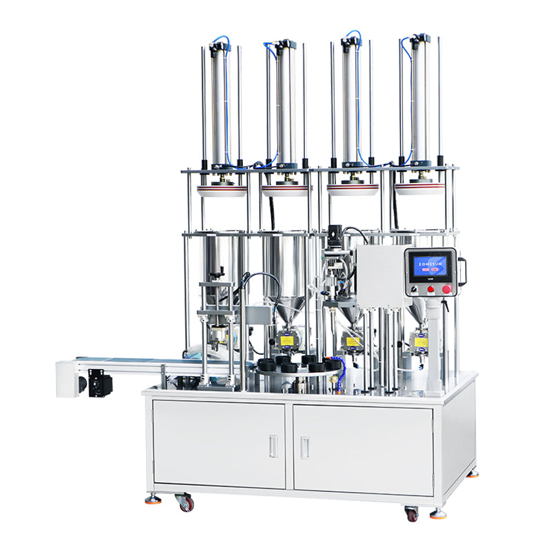 ZONESUN ZS-VTRPF4 Automatic 4-Color Cream Filling Machine 5–100ml JarsCosmetic Body Butters Filler