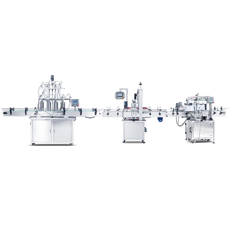 ZONESUN ZS-FAL180X8 4 Heads Piston Pump Liquid Filling Capping Square Bottle Double Sizes Labeling Machine
