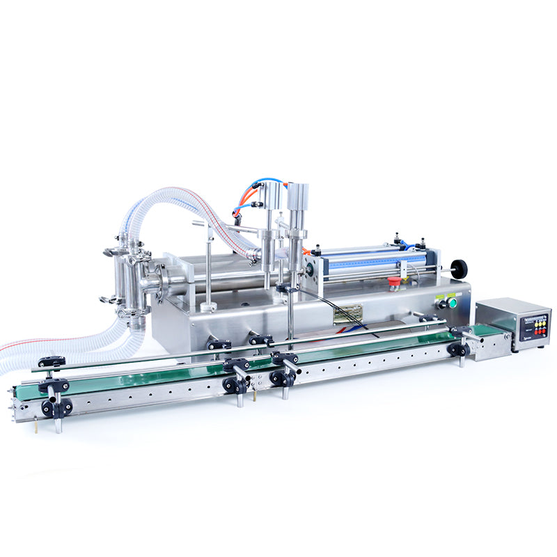 ZONESUN ZS-DTYT2L Pneumatic 2 Nozzles Piston Liquid Filling Machine With Conveyor Belt