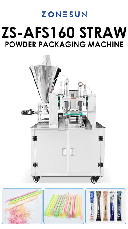 ZONESUN ZS-AFS160 Powder Stick Straw Pouch Machine - Auger Filling & Sealing Monoblock