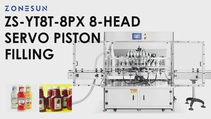 ZONESUN ZS-YT8T-8PX Automatic 8-Head Servo Piston Filling Machine for Ketchup & Shampoo