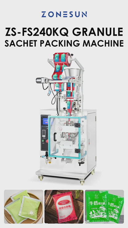 ZONESUN ZS-FS240KQ Automatic VFFS Packer Granule Drink Sachet Weighing Filling Sealing Packing Machine