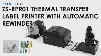 ZONESUN ZS-RPR01 Thermal Transfer Barcode Label Printer with Automatic Rewinder