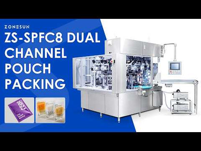 ZONESUN ZS-SPFC8 Automatic U-Shape Pouch Filling & Sealing Machine Dual Channel Bags Bagging Machine