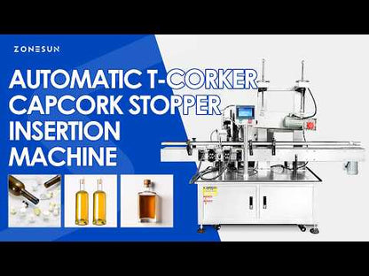 ZONESUN ZS-XG21U Automatic T Corking Machine for Whisky Gin Liquor Bottles High Speed Bar Top Cork Inserter