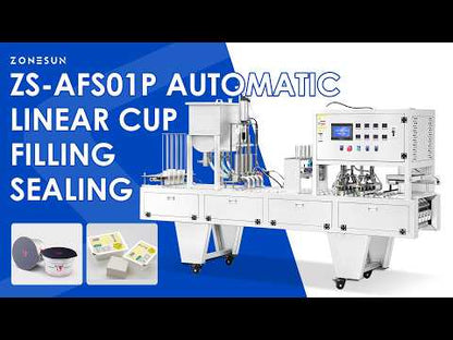 ZONESUN ZS-AFS01P High Speed Automatic Cup Sealer Machine with 4 Filling Heads for Dairy Products Drinks Sauces