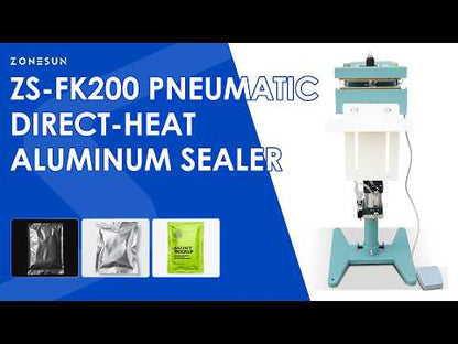 ZONESUN ZS-FK200 Pneumatic Heat Sealing Machine for Mylar Bags and Aluminum Foil Pouches
