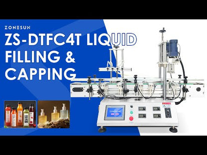 ZONESUN ZS-DTFC4T Tabletop Oil Beverage Bottle Liquid Filling and Capping Machine