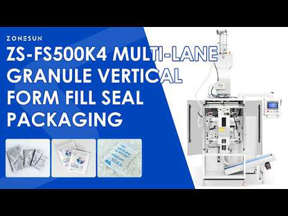 ZONESUN ZS-FS500K4 4-Lane Automatic VFFS Sachet Packing Machine | 120 Bags/min Granule Filling Sealing