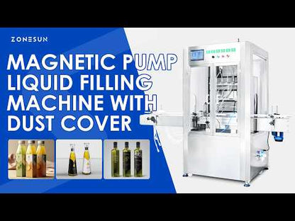 ZONESUN ZS-VTMP80D Custom 6 Heads Magnetic Pump Liquid Filling Machine With Dust Cover