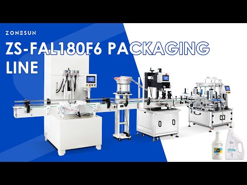 ZONESUN ZS-FAL180F6 Automatic Corrosive Liquid Packaging Production Line | Filling + Capping + Labeling | 100–3000ml