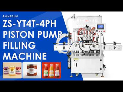 ZONESUN ZS-YT4T-4PH Automatic Heated Piston Filling Machine | Sauce Honey Peanut Butter | 30–50 BPM