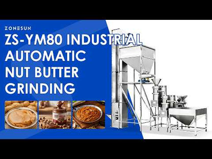 ZONESUN ZS-YM80 Industrial Colloid Mill for Nut Butter, Cocoa and Sauce Grinding with Automatic Feeding and Fine Paste Processing