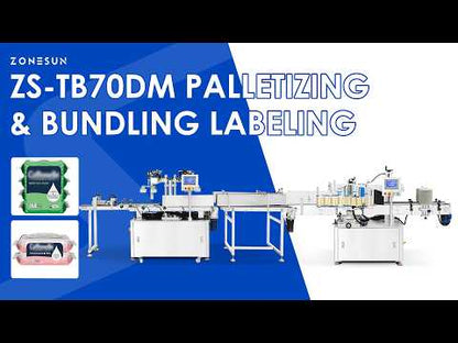 ZONESUN ZS-TB70DM Automatic Dual-Lane Bundle Stacking Palletizing & Double-Side Labeling Line