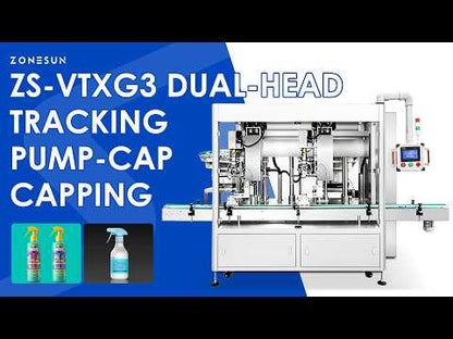 ZONESUN ZS-VTXG3 Automatic Double Head Tracking Capping Machine for Pump Heads, Spray Caps, and Special Closures in Liquid Filling Lines