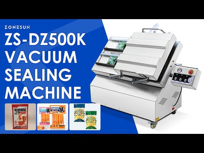 ZONESUN ZS-DZ500K Semi-Automatic Tilt Double Chamber Vacuum Packaging Machine