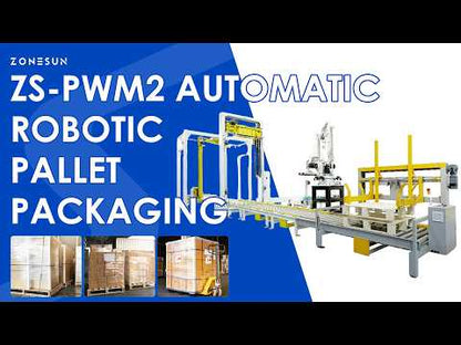 ZONESUN ZS-PWM2 Fully Automatic Robotic Palletizing, Strapping & Wrapping End-of-Line System | 20–40 Pallets/hr