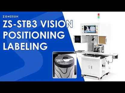 ZONESUN ZS-STB3 CCD Automatic Vision Positioning Cap Labeling Machine for Cosmetic Packaging