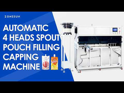 ZONESUN ZS-ASPM4 Automatic 4-Head Magnetic Pumps Spout Pouch Filling Capping Machine