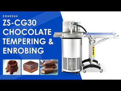 ZONESUN ZS-CG30 Chocolate Tempering Enrobing Machine for Cookies Nuts and Confectionery