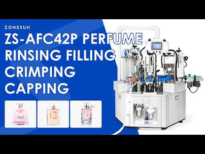 ZONESUN ZS-AFC42P Automatic Perfume Monoblock Filling Machine Vacuum 3–100ml Filling Negative Ion Rinsing Integrated Fragrance Equipment