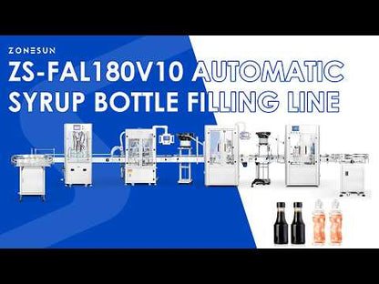 ZONESUN ZS-FAL180V10 Automatic Syrup Bottle Filling Line | Servo Piston Pump | Rinsing Filling Capping & Labeling | 40–70 BPM | SUS304