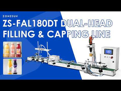 ZONESUN ZS-FAL180DT Desktop Dual-Head Liquid Filling & Capping Production Line | Small Scale Bottling Machine