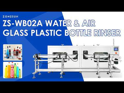 ZONESUN ZS-WB02A Automatic Bottle Water & Air Rinsing Machine | 30–150 BPM | Glass & Plastic Bottles