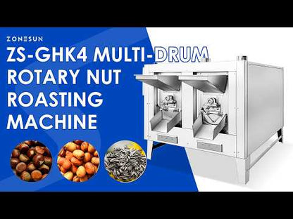 ZONESUN ZS-GHK4 Multi-Drum Rotary Roasting Machine for Peanuts, Almonds, Cashews, Seeds and Granules