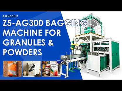 ZONESUN Z5-AG300 Fully Automatic Bagging System with Weighing Filling Bag Clamping and Sealing for Grain, Feed Fertilizer and Powder Production Lines