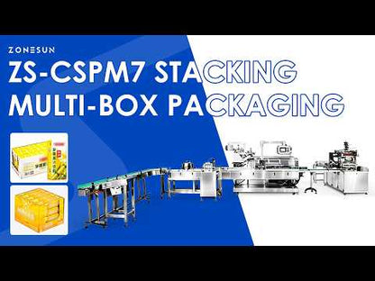 ZONESUN ZS-CSPM7 Automatic Multi-Box Stacking & Carton Packing Machine For Open-Top Tray