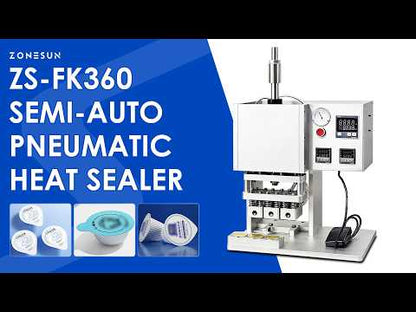 ZONESUN ZS-FK360 Desktop Pneumatic Foil Sealing Machine for Yogurt Cups Creams and Reagent Tubes
