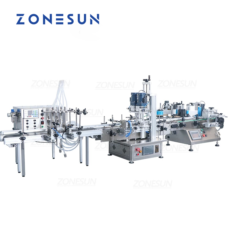 ZONESUN ZS-FAL180D Tabletop Liquid Filling Capping Double Sides Labeling Machine  ZONESUNPRO