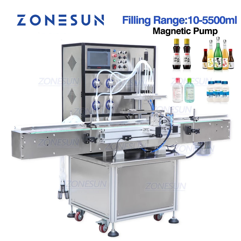 ZONESUN 4 Nozzles Full Automatic Magnetic Pump Liquid Filling Machine（Best Offer）  ZONESUNPRO