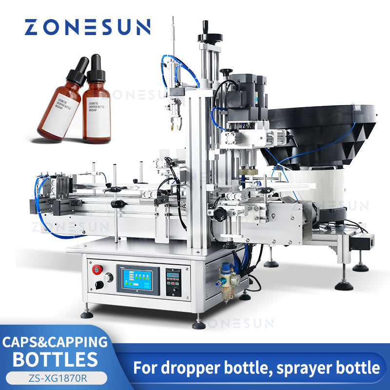 ZONESUN ZS-XG1870R Automatic Dropper Bottle Capping Machine with Vibratory Cap Feeder  ZONESUNPRO