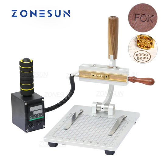 Hand Help Stamp Machine ZONESUN Manual Hot Foil Stamping Machines for Leather, Paper & Wood ...